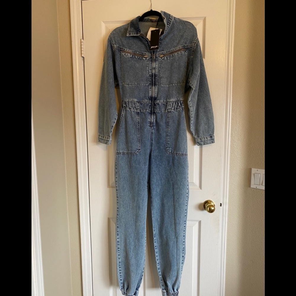 Acid washed cuffed boilersuit